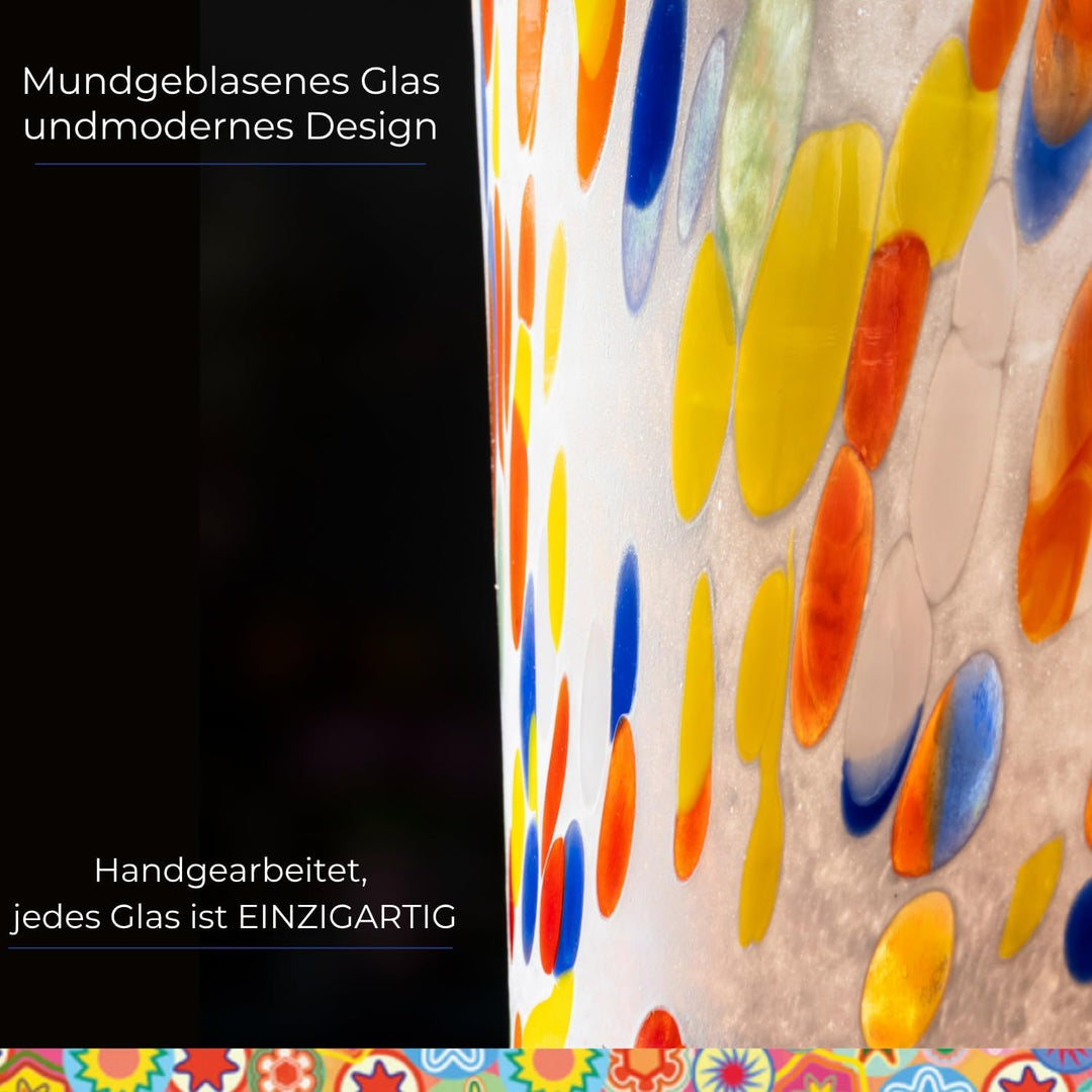 6 Wassergläser, hergestellt nach der Tradition der Murano-Handwerker, mundgeblasenes und handgearbei