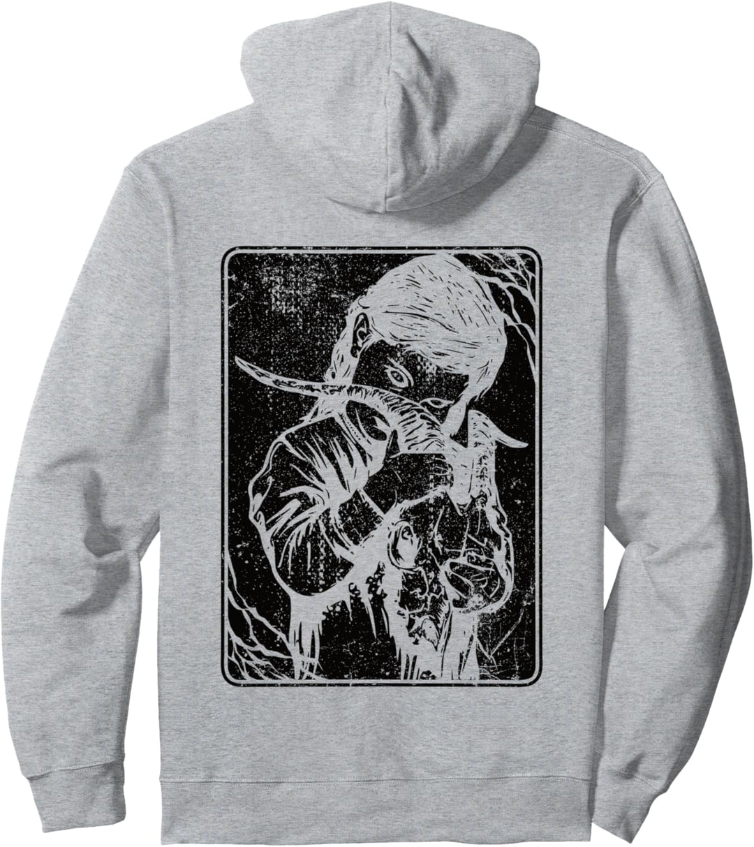 Backprint Black Satanic Okkult Art Evil 666 Antichrist Goth Pullover Hoodie
