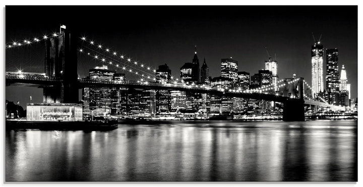 ARTland Glasbilder Wandbild Glas Bild einteilig 100x50 cm Querformat Skyline New York City Schwarz W