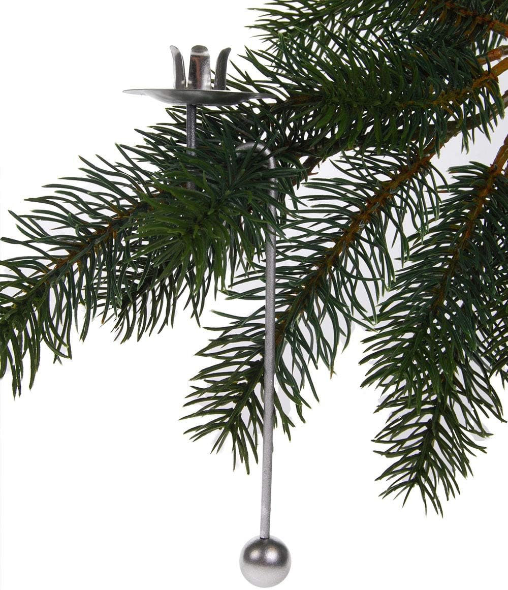 Baumkerzenhalter Balancehalter Pendelhalter für Weihnachtsbaum matt Silber (Silber, 6er)