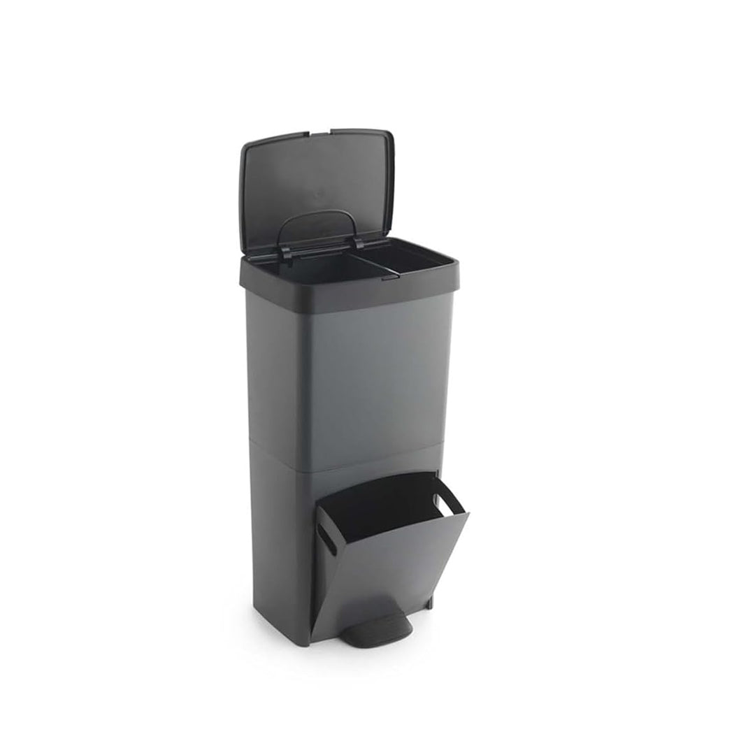Müll- oder Recyclingbehälter 70L, VERTIKAL, 2 Fächer, Abfallbehälter, 76 cm, einfache Handhabung