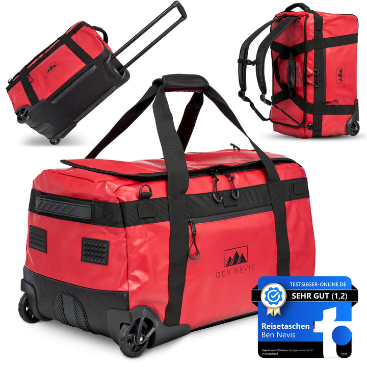 BEN NEVIS Reisetasche mit Rollen – 3in1 Tasche, Trolley + Rucksack [Gross 80L - 3,4kg] Travel Bag Re