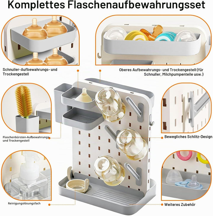 auvstar Trockenständer Babyflaschen mit Flaschenbürsten Set,Abtropfgestell Flaschen Baby,Platzsparen