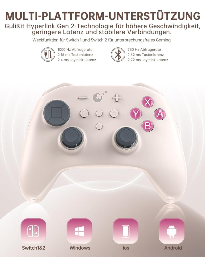 GuliKit TT Wireless Controller für PC, Android, iOS, Switch 1/2, TMR Joysticks, Aufweckfunktion und