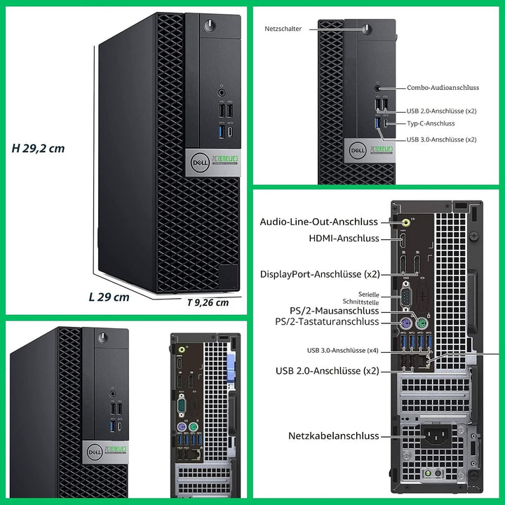 PCRENEWED TECNOLOGIA ACCESSIBILE PcRenewed Desktop-PC Intel I7 6700, leistungsstark, 32 GB RAM, SSD