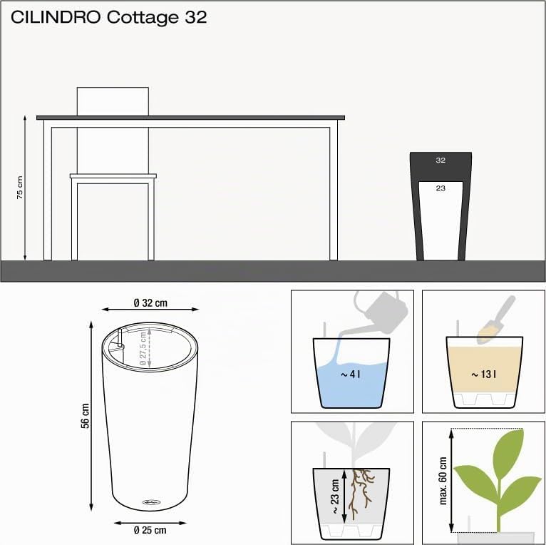 LECHUZA CILINDRO Cottage 32 sandbraun 15368