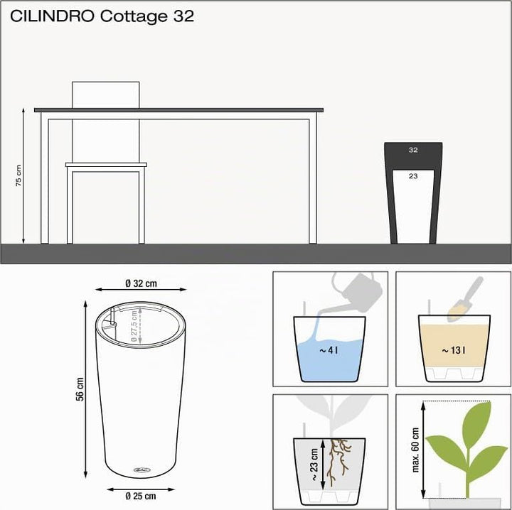 LECHUZA CILINDRO Cottage 32 sandbraun 15368