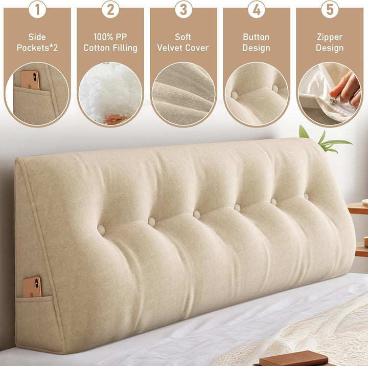 ShowyLive Rückenkissen Lesekissen Bett Keilkissen Grosses für Bett und Sofa 2 in 1, Rückenlehne und