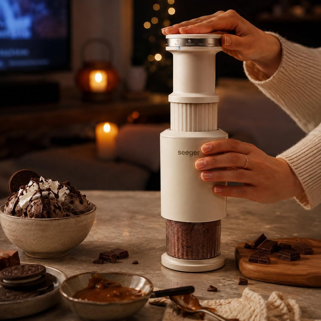 Seeger CompactCream 5-in-1 Kompakte Eismaschine mit 3 Dessertbechern CompactCream Eismaschine, Compa