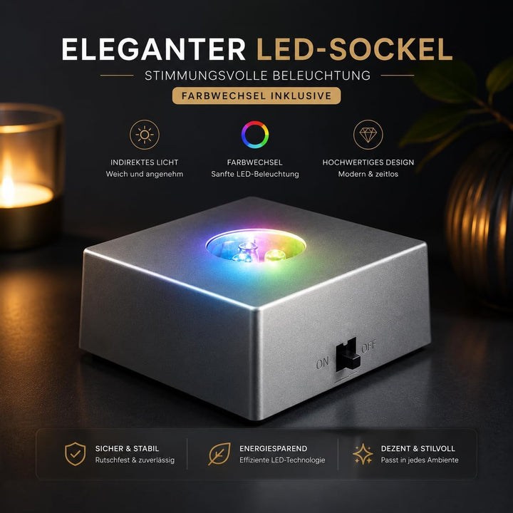 Kaltner Präsente Stimmungslicht - EIN ganz besonderes Geschenk: LED Kerze/Kristall Glasblock / 3D-La