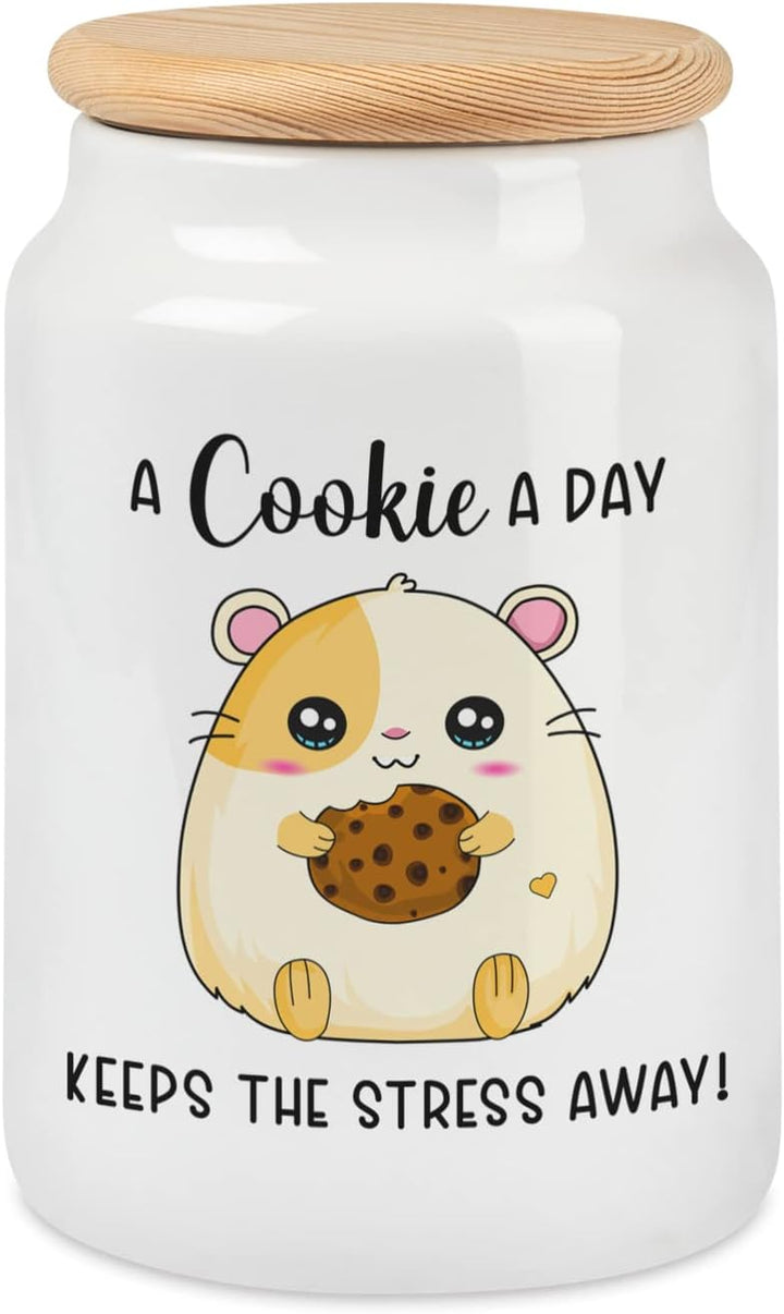 Keksdose Hamster A Cookie A Day Keeps The Stress Away Cookie Dose mit Holzdeckel für Plätzchen