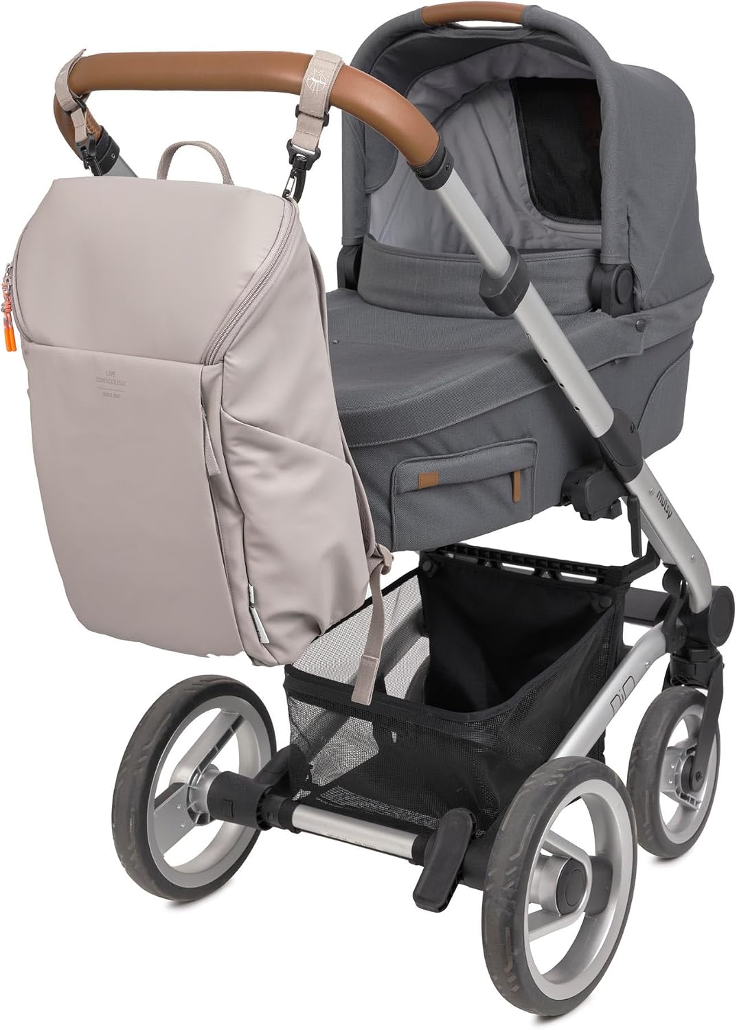 LÄSSIG Baby Wickelrucksack mit Wickelunterlage, Kinderwagenbefestigung und Flaschenhalter/GRE Slende
