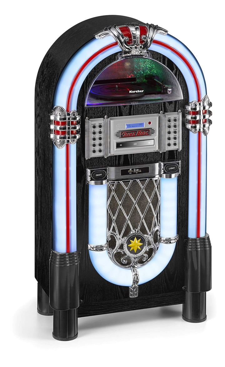 Karcher JB 6608D Jukebox (mit Plattenspieler - CD-Player und Bluetooth Audio Streaming, UKW und DAB+