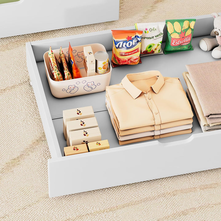 2er-Set Bettkästen mit Rollen und Grossem Stauraum Unterbettkommode aus MDF für Bett Weiss Aufbewahr