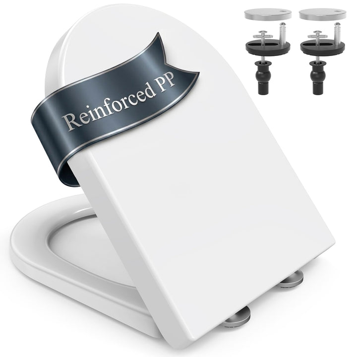 SURFOU Toilettendeckel mit Absenkautomatik, D-Form WC-Sitz aus PP D-Form Duroplast, D-Form Duroplast