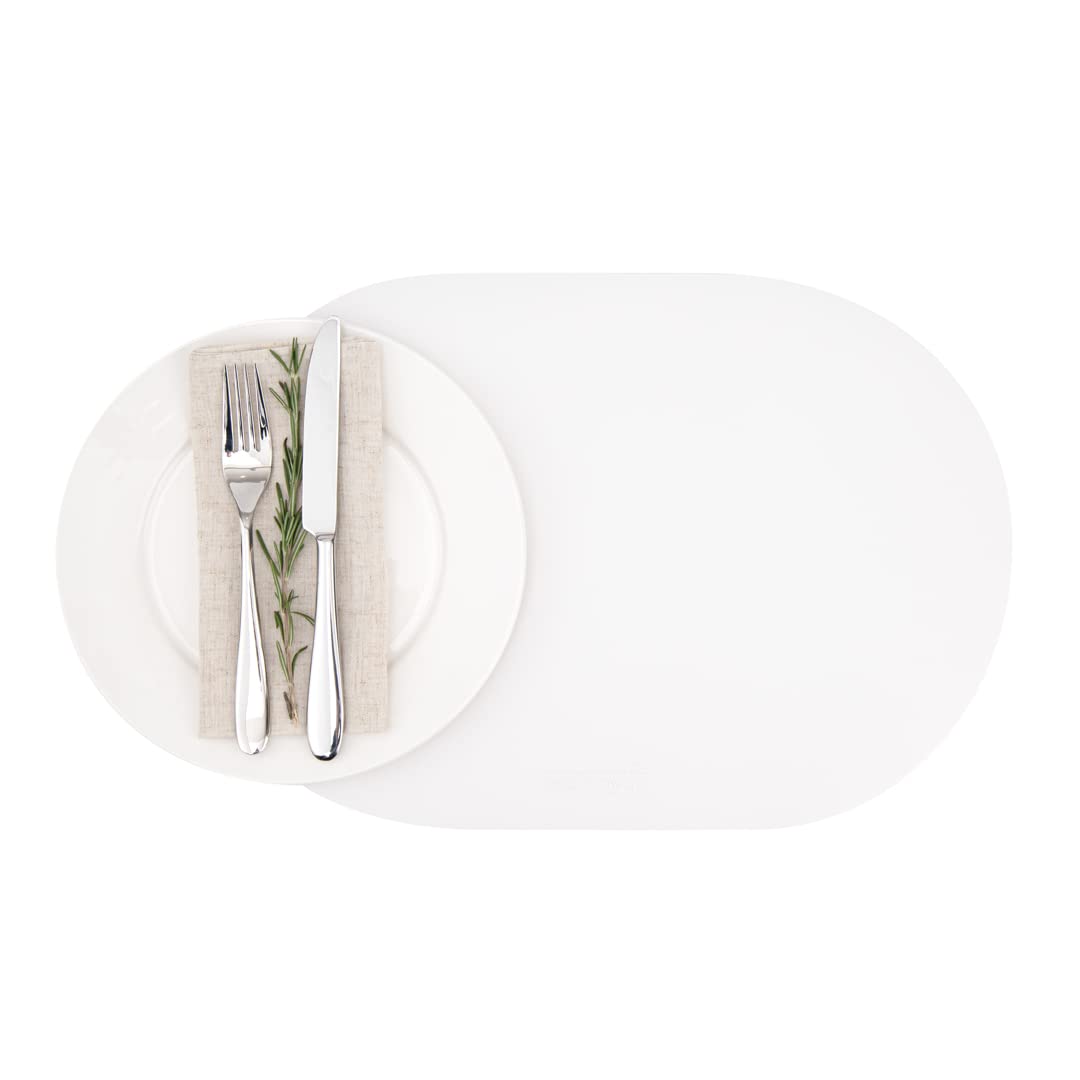 Restaurantware Vinyl-Tischset, oval, Weiss, geprägt, 40,6 x 30,5 cm, 6 Stück Weiss Oval, Weiss Oval