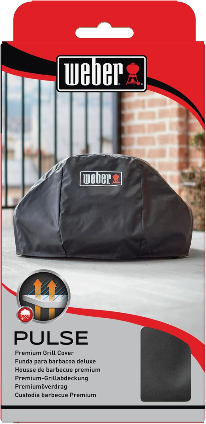 Weber Premium Grill Abdeckhaube für Pulse 2000, atmungsaktiv UV- &amp; wasserbeständig, Schutz for Wind