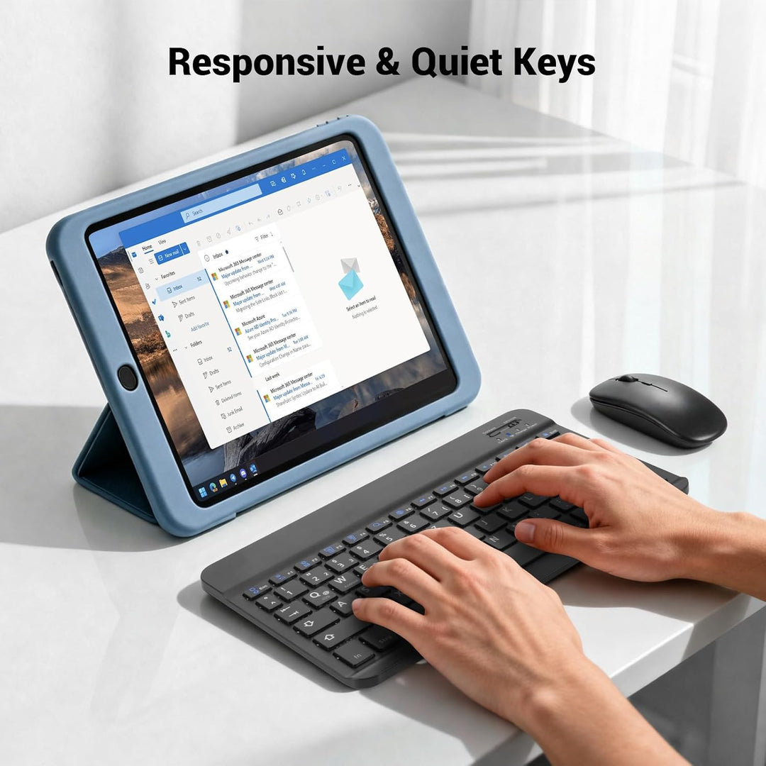 Kabellose Bluetooth Tastatur mit Maus Set, 2.4G USB &amp; Bluetooth 5.0 Dual-Modus Multi-Device Tablet T