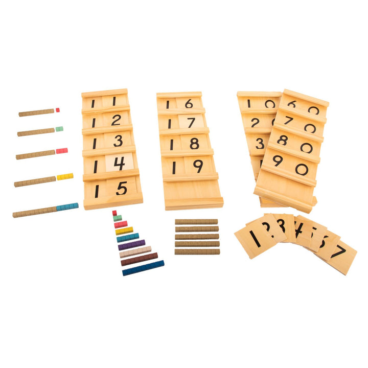 Montessori Seguintafeln 1 und 2, Sparset mit Rechenstäbchen zu den Zahlen 1-99