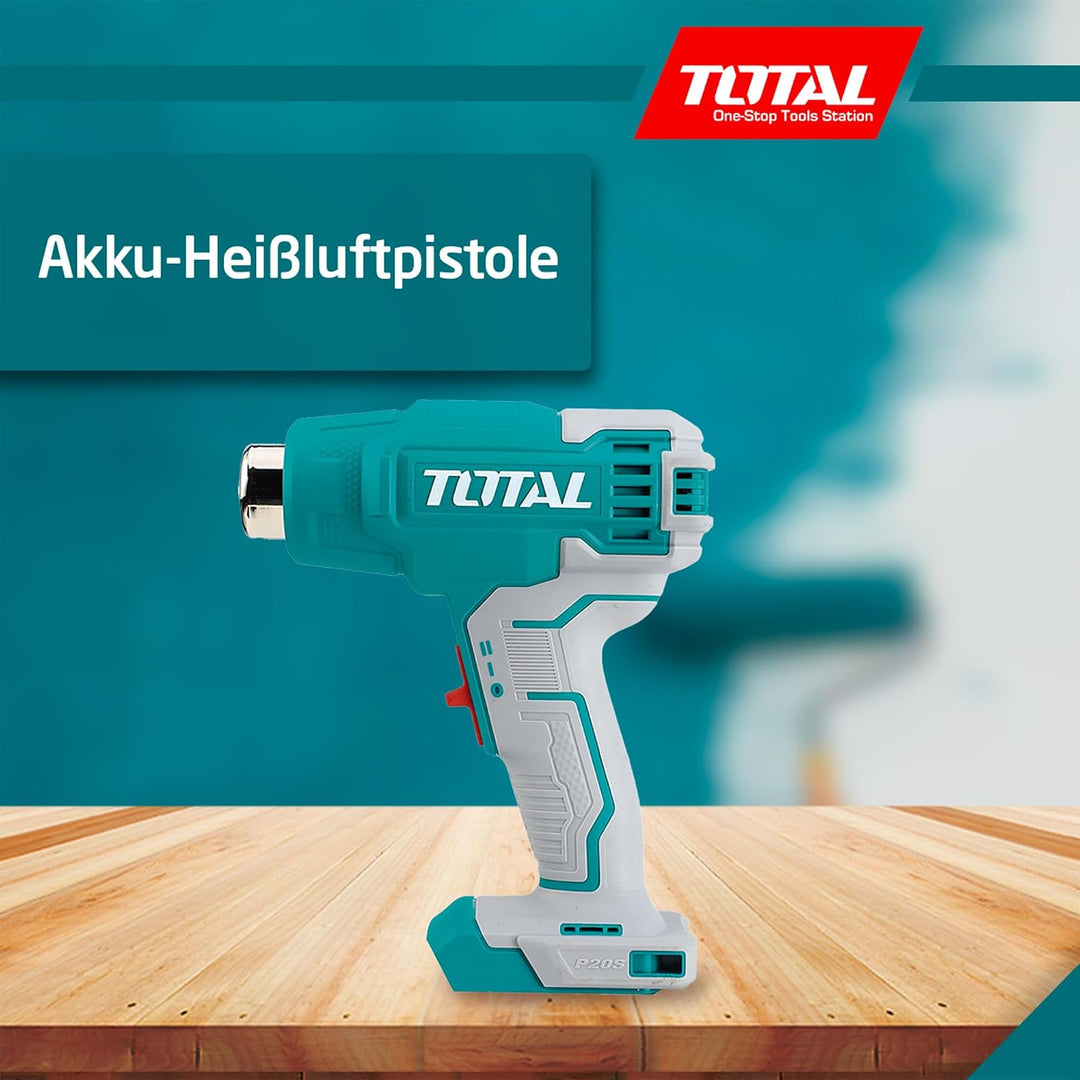 TOTAL - Heissluftfön Akku 20V - Temperatur 300º und 500º - Einstellbarer Luftstrom 100–200 l/min - I