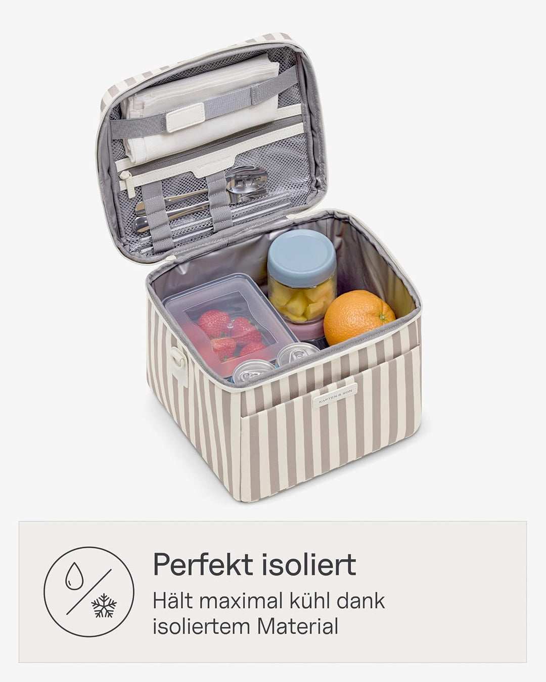 Kapten &amp; Son Oulu Cooler Bag Muted Rose Striped 11 L Kühltasche faltbar, Muted Rose Striped