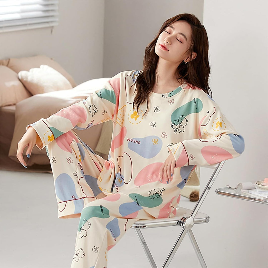 GOSO Schlafanzug Mädchen 140 146 152 164 Pyjamas Niedliche Pjs für Teenager Cartoon Print Tops und L