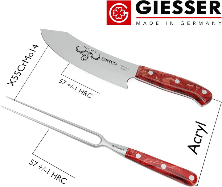 GIESSER seit 1776 - Made in Germany - PremiumCut, Red Diamond, Tranchier Set 2 teilig, Kochmesser 20