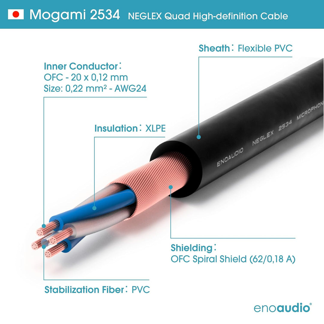 enoaudio Mogami 2534 Quad Professionel Studio Kabel Symmetrische | Neutrik Gold XLR female - 6,3mm T