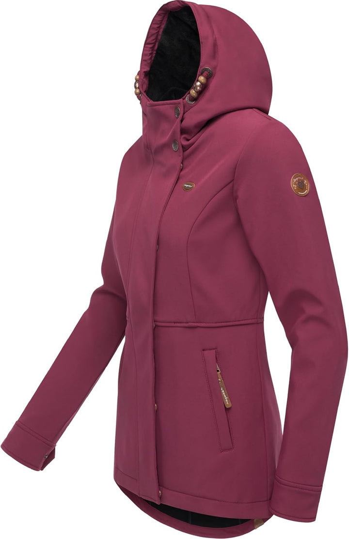 Ragwear Damen Sotfshelljacke Übergangsjacke mit Teddyfleece-Kapuze Yba Intl XS-6XL S Wine25, S Wine2