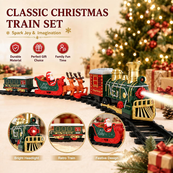 Weihnachtsbaum Zug, Elektrisch Weihnachts Eisenbahn Spielset für Kinder mit Sound und 4pcs decorativ