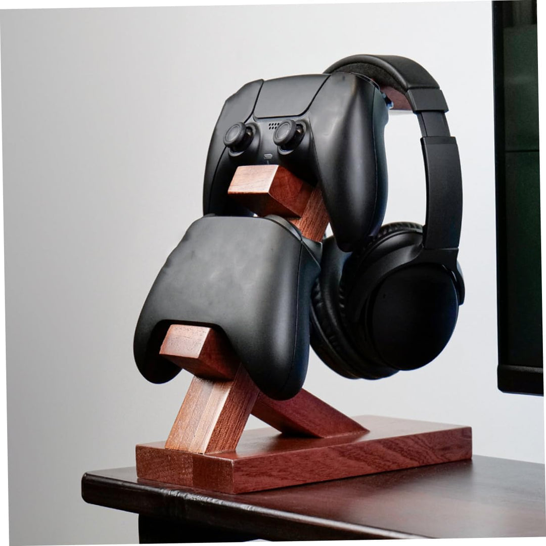 Angoily Holz Gamecontroller Halterung Für Spielkonsole Multifunktionaler Headset Ständer Brauner Org