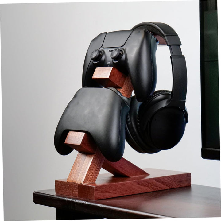 Angoily Holz Gamecontroller Halterung Für Spielkonsole Multifunktionaler Headset Ständer Brauner Org