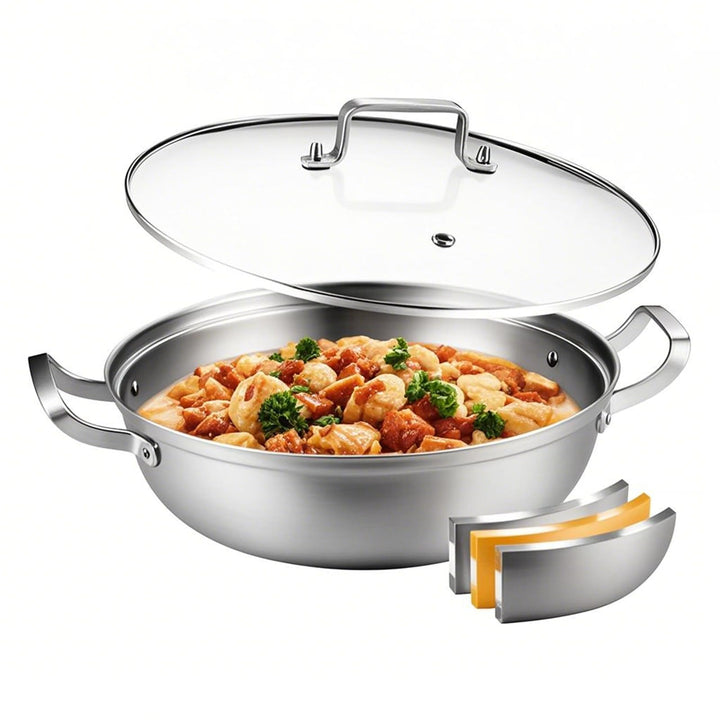 Edelstahltopf 35 cm,6.5L,Grosse Edelstahlkochgeschirr – Stark Robuste Suppe Topf,Dreischicht-Boden &amp;