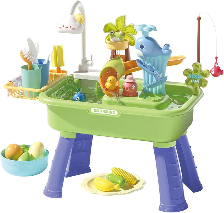 Generisch Wasserspieltisch Kinder Outdoor Sand Und Wassertisch Mit Wasserrad, Sprinkler &amp; Angelspiel