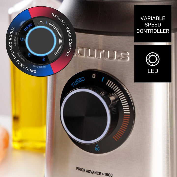 Taurus Leistungsstarker Standmixer Prior 1800 W | 20 Turbo-Geschwindigkeiten + 4 Funktionen | Eiszer