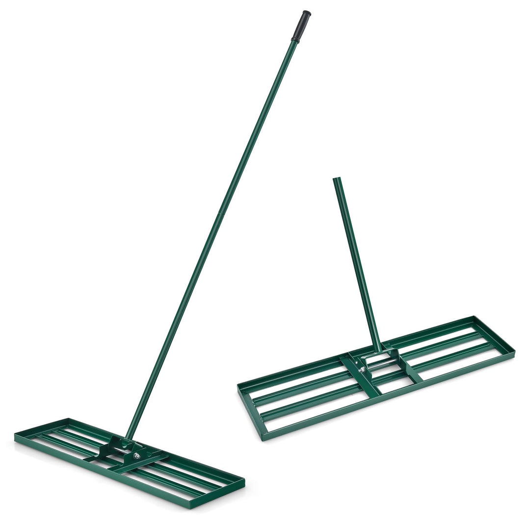 RELAX4LIFE Rasen Nivellierrechen, 75 x 25 cm, Rasenrechen Metall, Rechen Garten mit 170 cm Stiel, Le