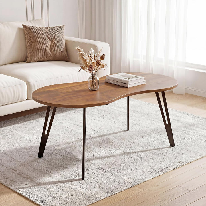 Manora Ovaler Couchtisch Holz, Klein &amp; Platzsparend, Eiche Braun-Schwarz Braun+schwarz einstöckig, B