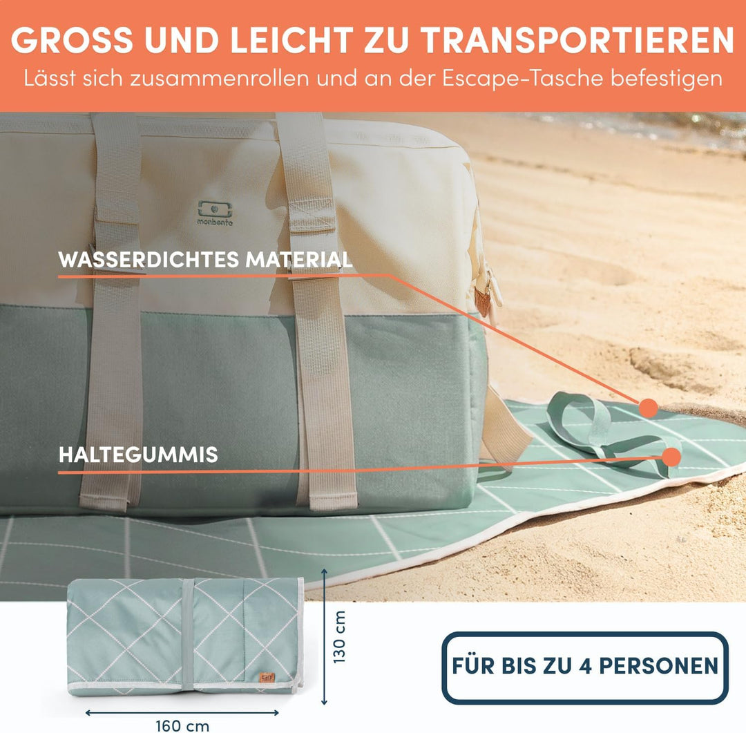 monbento – 25-Liter-Isoliertasche + wasserdichte Tischdecke – Ideal für Picknicks – Grün