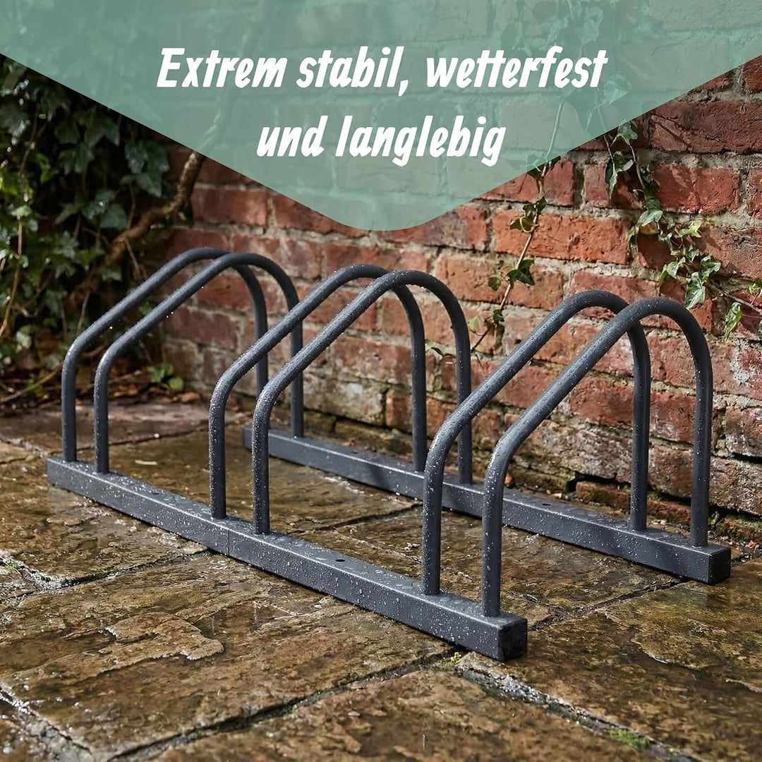 Relaxdays Fahrradständer Boden &amp; Wandmontage, 4 Räder, bis 65 mm Reifenbreite, Garage, Reihenparker,