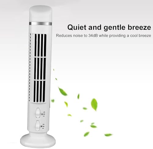Qcwwy Turmventilator ohne Flügel, 90 Grad Oszillierend, 34 DB, Leise, Tragbarer USB-Tischventilator,