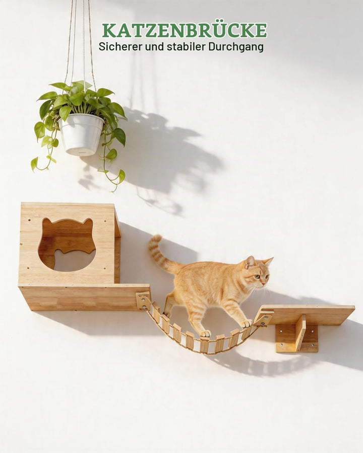 Kletterwand Katzen, 5-teilig Katzen Kletterwand mit Katzenhäusern bis 15 kg 5PCS, 5PCS
