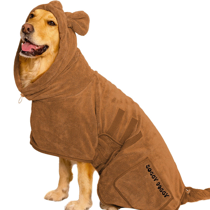 SOGGYDOGGY® UK: Luxuriöser Hunde-Trocknungsmantel, super saugfähiger Mikrofaser-Hunde-Bademantel mit
