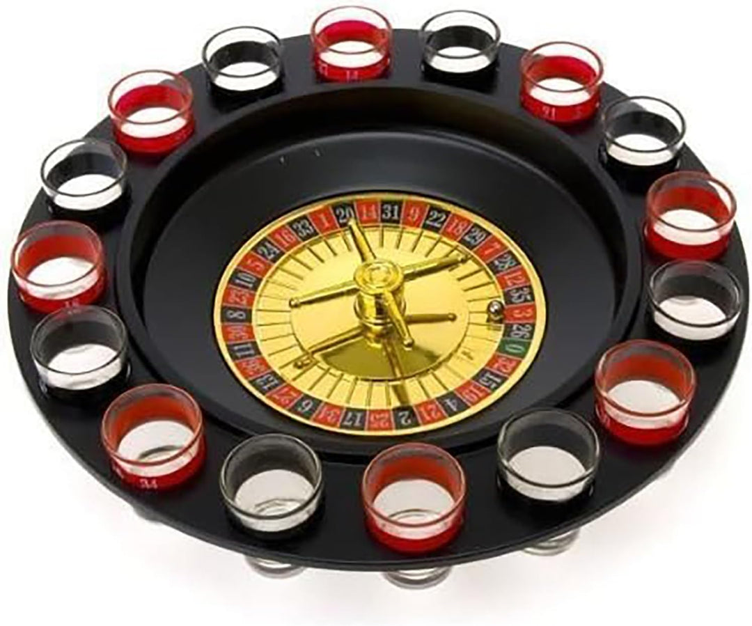 WANTED Schnapsglas Roulette Komplettset Trinkspiele, Kunststoff, rot/schwarz, 16PCS Set, 16PCS Set