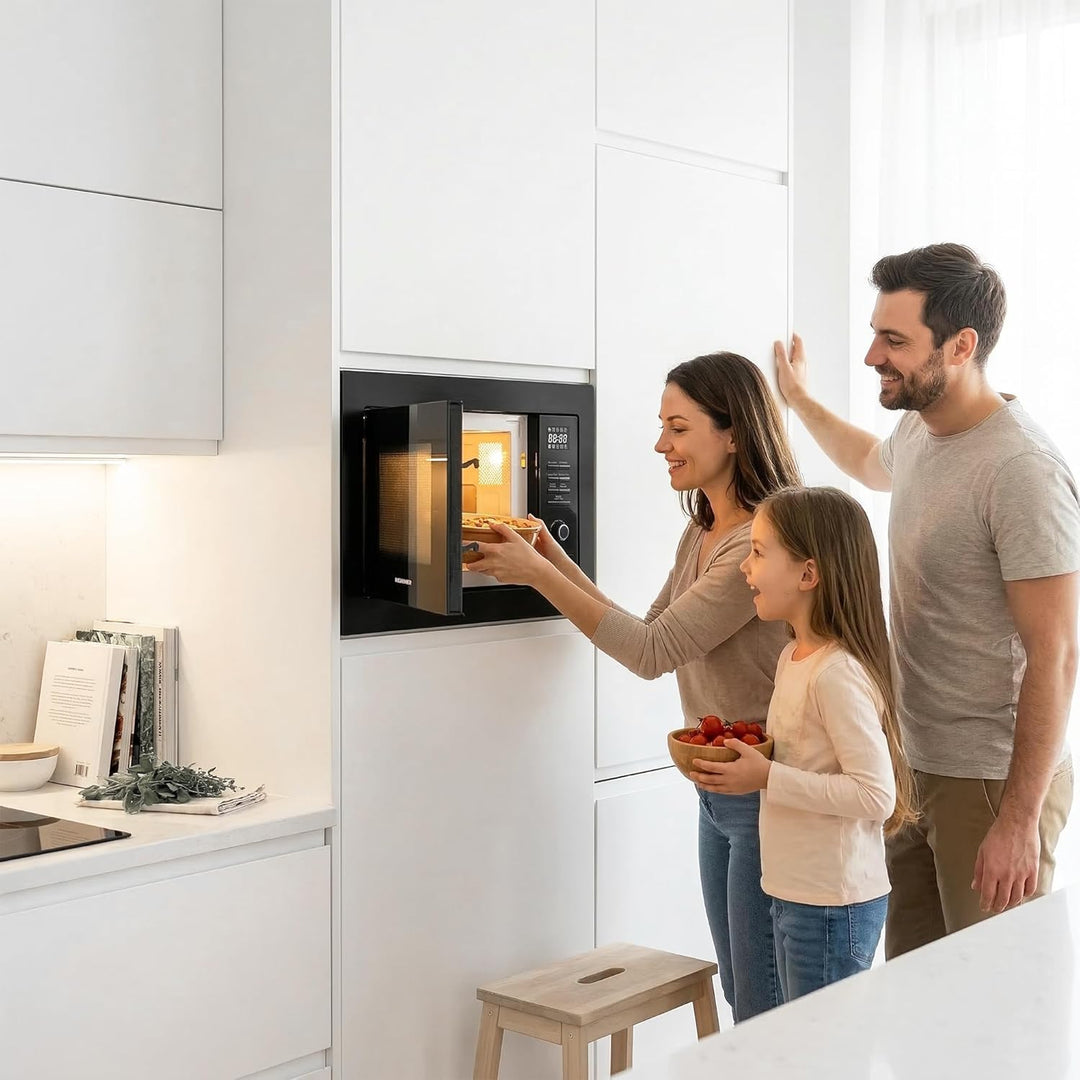 HMW-MDBI25GDBK 26L Einbau-Mikrowellenofen mit Digitalsteuerung und 1000W Grill Schwarz/Black Glass -