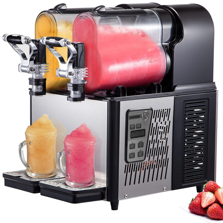 3Lx2 Slush Maschine für den gewerblichen Einsatz, 6L Gerät für gefrorene Getränke, 370W Kompressor,