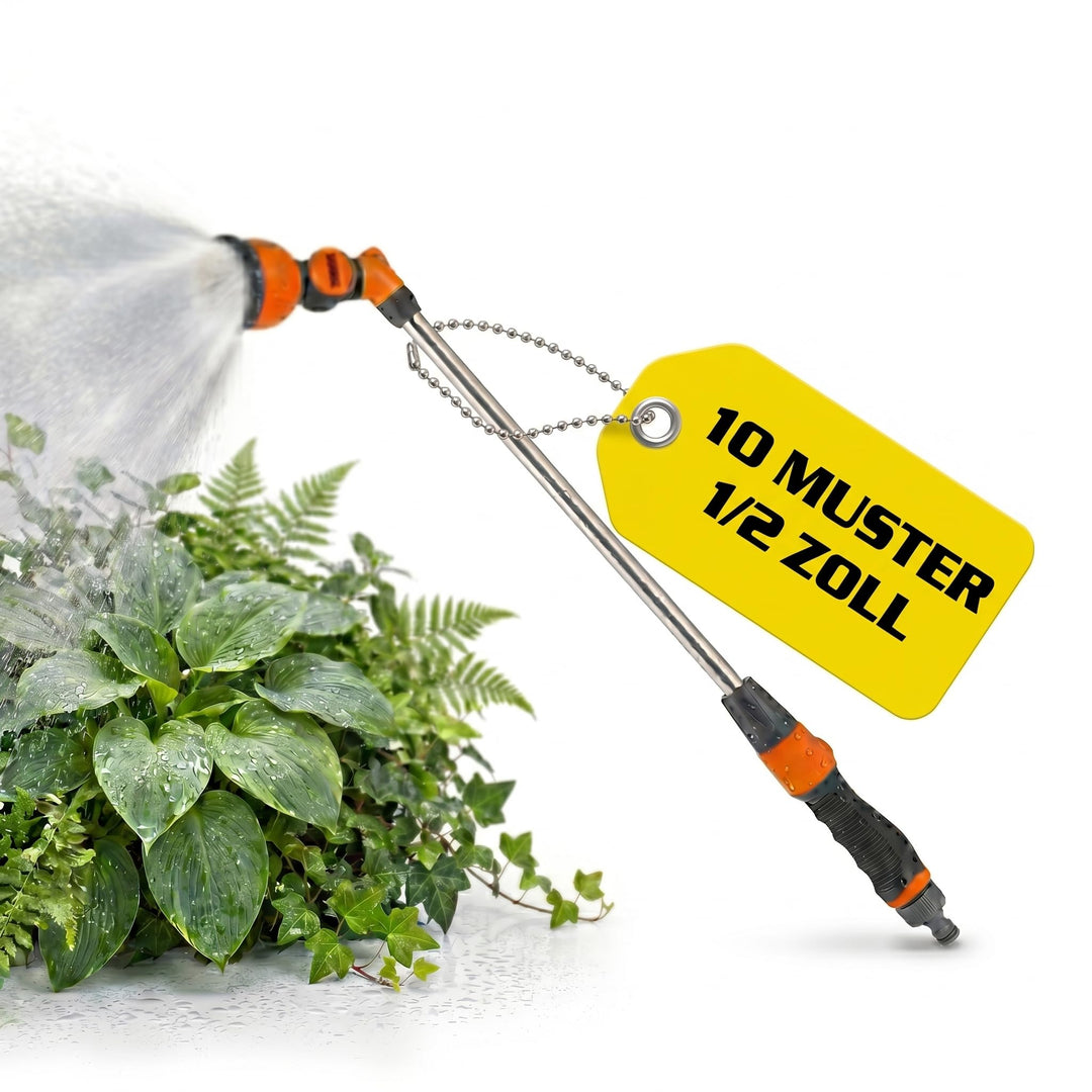 HECHT Gartenbrause mit Giessstab aus Metall, 67 cm, 10 Sprühfunktionen &amp; 180° Sprühkopf, für Gartens