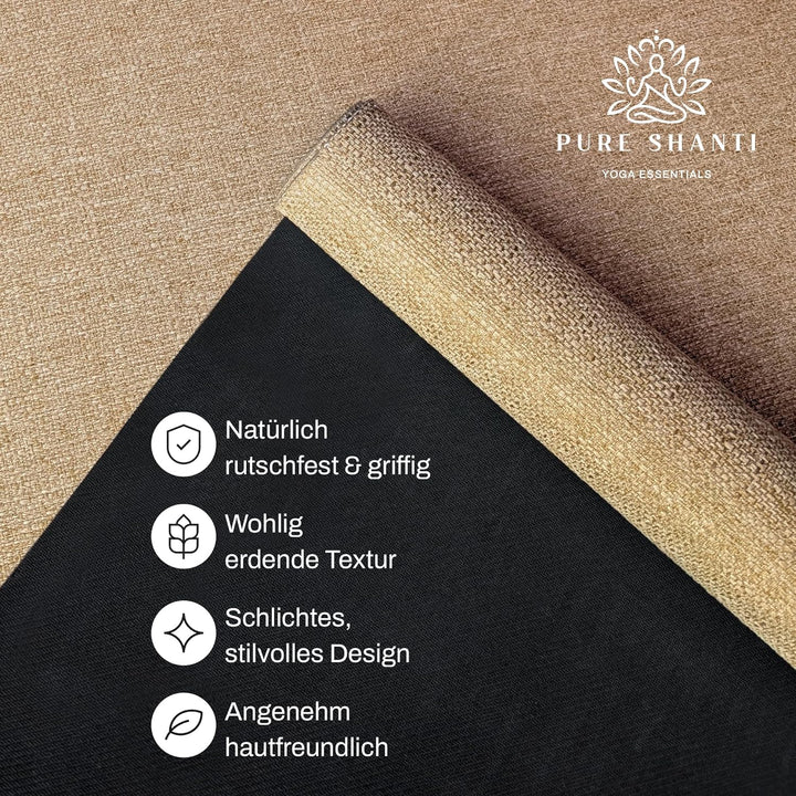 PURE SHANTI Yogamatte aus Jute &amp; Naturkautschuk | Nachhaltige Jute-Matte | 100% Naturmaterial | Ruts