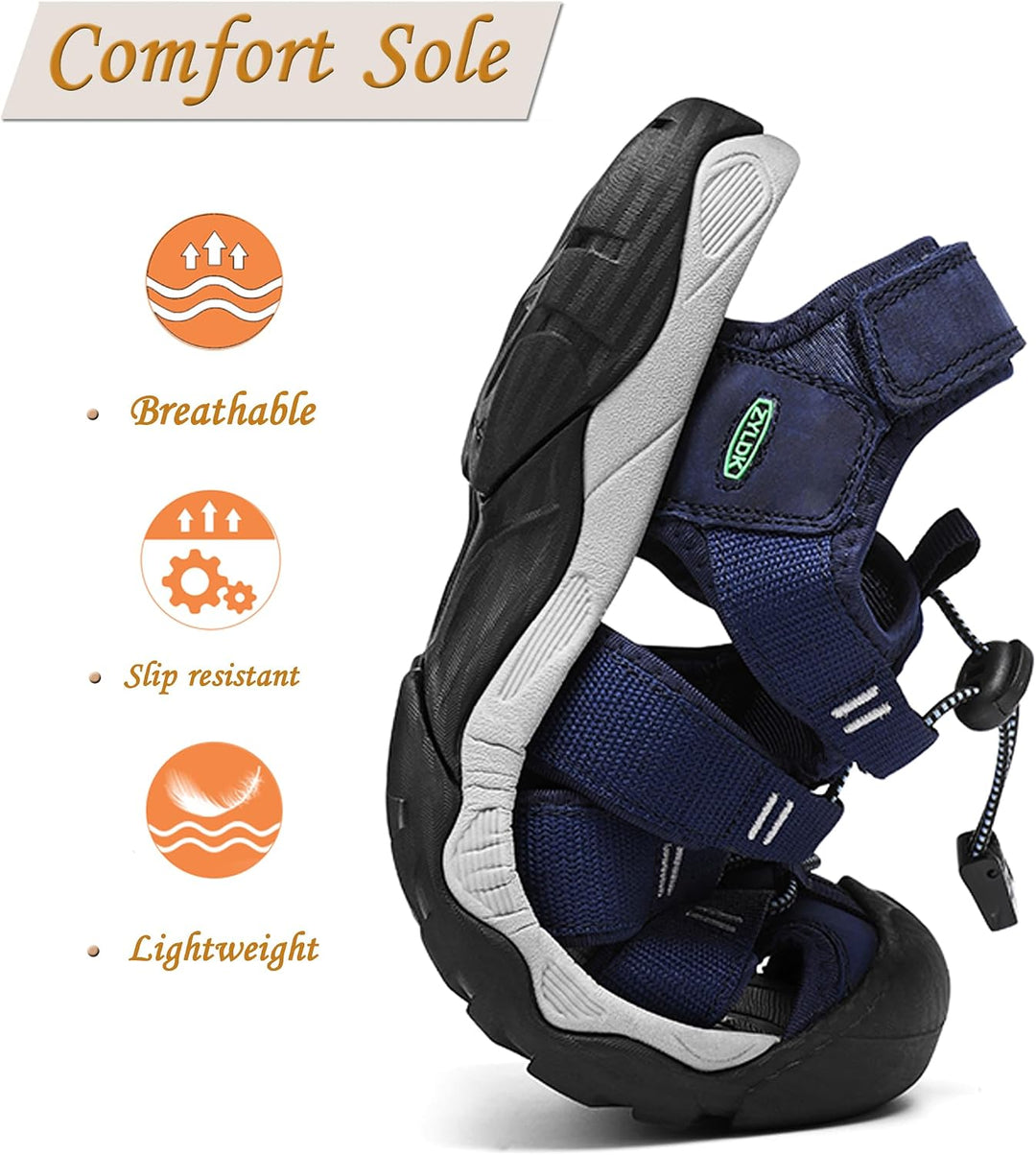 Herren Sandalen Leder Strand Trekkingsandalen Outdoorschuhe Sommer Wanderschuhe Männer Sport-Outdoor