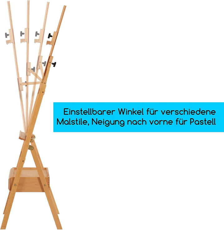 MEEDEN Staffelei Holz Gross mit Aufbewahrungsschublade, Verstellbare Leinwand Ständer (152-190cm) au