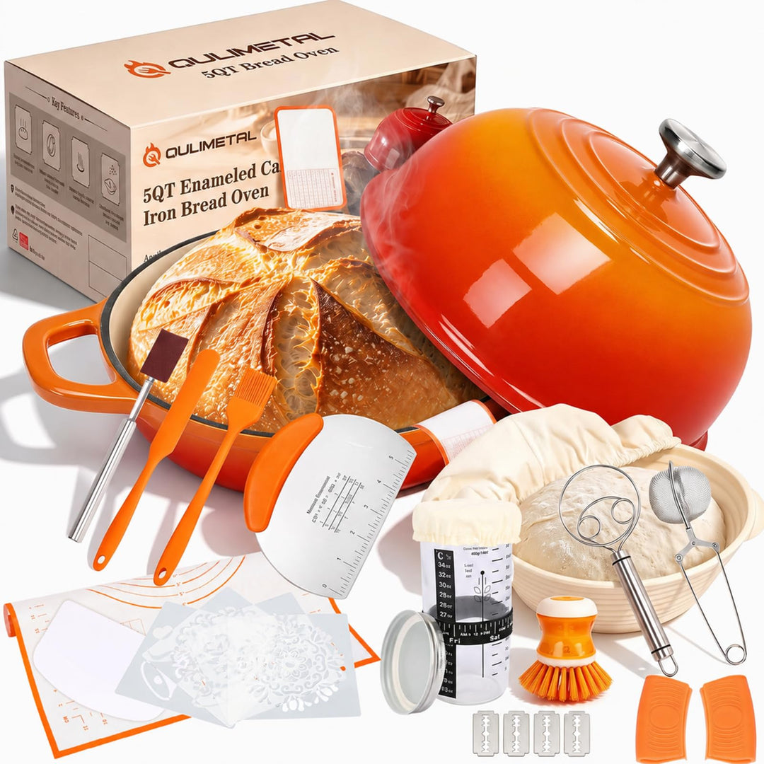 Gusseisen Topf Brot Backen, Schmortopf Gusseisen Topf mit Deckel MBG-Orange, MBG-Orange